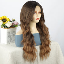 Load image into Gallery viewer, Front Lace Wig with Small Lace Cross Dyed Long Curly Hair Gradient Dyed Curly Wig Synthetic Full Top Women's Wig Cover