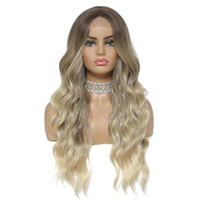 Load image into Gallery viewer, Front Lace Wig with Small Lace Cross Dyed Long Curly Hair Gradient Dyed Curly Wig Synthetic Full Top Women's Wig Cover