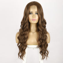 Load image into Gallery viewer, Front Lace Wig with Small Lace Cross Dyed Long Curly Hair Gradient Dyed Curly Wig Synthetic Full Top Women's Wig Cover