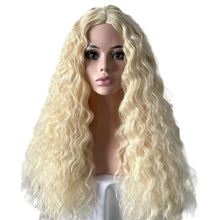 Load image into Gallery viewer, African Wig Women's Fashionable Black and Red Small Curly Hair Water Ripple Corn Perm Split Bangs Full Top Headband