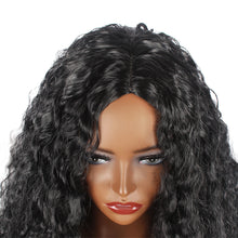 Load image into Gallery viewer, African Wig Women's Fashionable Black and Red Small Curly Hair Water Ripple Corn Perm Split Bangs Full Top Headband