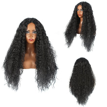 Load image into Gallery viewer, African Wig Women's Fashionable Black and Red Small Curly Hair Water Ripple Corn Perm Split Bangs Full Top Headband