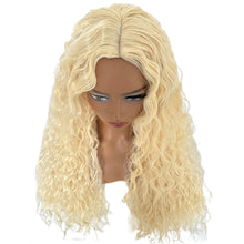 Load image into Gallery viewer, African Wig Women's Fashionable Black and Red Small Curly Hair Water Ripple Corn Perm Split Bangs Full Top Headband