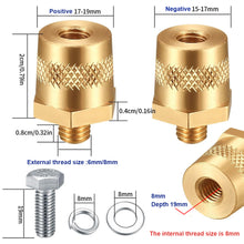 Load image into Gallery viewer, Pair M6 M8 Car Battery Pole Adapter Brass Battery Terminal Connector Thread Positive Negative Battery Post Connector Terminal Adapter