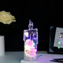 Load image into Gallery viewer, Flameless LED Electronic Candle Light Clear Rose Night Light Valentines Day Gift Romantic Atmosphere Light Bedroom Home Decor