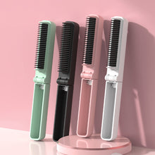 Load image into Gallery viewer, Foldable Portable Straight Hair Comb Rechargeable Wireless Negative Ion Straight Roll Dual Purpose Curling Iron Hairstyling Tool