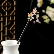 Load image into Gallery viewer, Tassel Hairpin Multiple Flower Shapes Wooden Updo Hair Clasp Retro Minimalist Temperamental Headwear Hair Accessory for Women