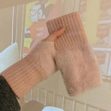 Load image into Gallery viewer, Thickened Fleece-lined Gloves Autumn Winter Warm Winterproof Half-finger Gloves Comfortable Soft Fabric Gloves for Adults