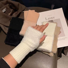 Load image into Gallery viewer, Thickened Fleece-lined Gloves Autumn Winter Warm Winterproof Half-finger Gloves Comfortable Soft Fabric Gloves for Adults