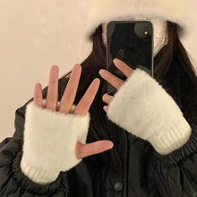 Load image into Gallery viewer, Thickened Fleece-lined Gloves Autumn Winter Warm Winterproof Half-finger Gloves Comfortable Soft Fabric Gloves for Adults