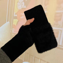 Load image into Gallery viewer, Thickened Fleece-lined Gloves Autumn Winter Warm Winterproof Half-finger Gloves Comfortable Soft Fabric Gloves for Adults