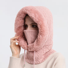 Load image into Gallery viewer, Winter Soft Comfortable Knitted Hat Warm Neckerchief Face Mask Cold-proof Hood Fleece-lined Thickened Solid Color Outdoor Hat