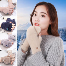 Load image into Gallery viewer, Plush Flip Five Finger Gloves Thick Cold-proof Warm Half-finger Gloves Comfortable Soft Fabric Gloves for Outdoor Activities