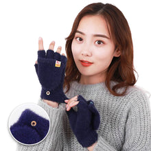 Load image into Gallery viewer, Plush Flip Five Finger Gloves Thick Cold-proof Warm Half-finger Gloves Comfortable Soft Fabric Gloves for Outdoor Activities