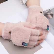 Load image into Gallery viewer, Plush Flip Five Finger Gloves Thick Cold-proof Warm Half-finger Gloves Comfortable Soft Fabric Gloves for Outdoor Activities