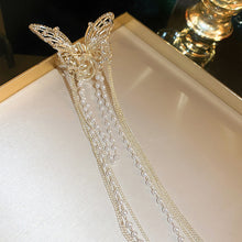 Load image into Gallery viewer, Rhinestone Butterfly Pearl Fringe Hairpin Fashionable Temperamental Alloy Hair Claw Clip Headwear Hair Accessory for Women