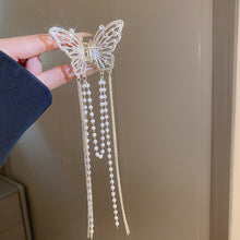 Load image into Gallery viewer, Rhinestone Butterfly Pearl Fringe Hairpin Fashionable Temperamental Alloy Hair Claw Clip Headwear Hair Accessory for Women