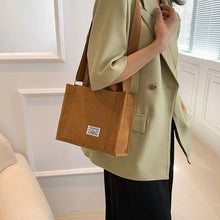 Load image into Gallery viewer, Multicoloured Corduroy Handbag Adjustable Shoulder Bag Comfortable Portable Large Capacity Wrist Bag Casual Crossbody Bag