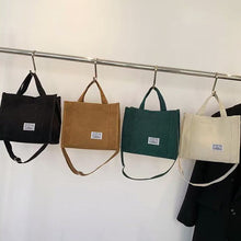 Load image into Gallery viewer, Multicoloured Corduroy Handbag Adjustable Shoulder Bag Comfortable Portable Large Capacity Wrist Bag Casual Crossbody Bag