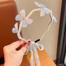 Load image into Gallery viewer, Imitation Pearl Butterfly Ribbon Headband Versatile Temperamental Hair Hoop Headwear Hair Styling Accessories for Children