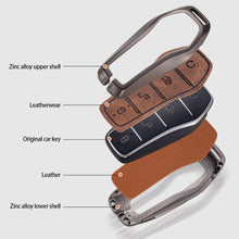 Load image into Gallery viewer, Leather Car Key Case Cover Remote Fob Holder Metal Keychain for BYD Song Plus Atto 3 Han EV Tang DM Qin Seal Dolphin Accessories