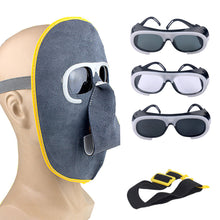 Load image into Gallery viewer, Cowhide Eyeglasses Labor Protection Welding Eyeglasses Ghost Face Protection Mask Head Wear Cowhide Welding Masks