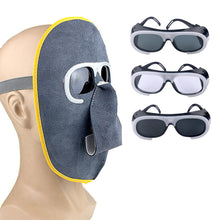Load image into Gallery viewer, Cowhide Eyeglasses Labor Protection Welding Eyeglasses Ghost Face Protection Mask Head Wear Cowhide Welding Masks