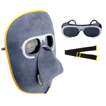 Load image into Gallery viewer, Cowhide Eyeglasses Labor Protection Welding Eyeglasses Ghost Face Protection Mask Head Wear Cowhide Welding Masks