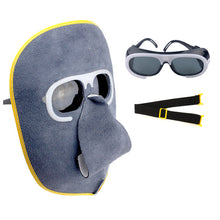 Load image into Gallery viewer, Cowhide Eyeglasses Labor Protection Welding Eyeglasses Ghost Face Protection Mask Head Wear Cowhide Welding Masks