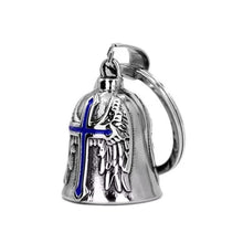 Load image into Gallery viewer, Fashion Cross Guardian Angel Wings Bell Motorcycle Bell Keychain Men's Biker Rider Exorcist Amulet Lucky Jewelry Accessory Gift