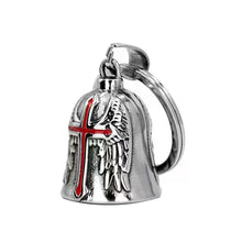 Load image into Gallery viewer, Fashion Cross Guardian Angel Wings Bell Motorcycle Bell Keychain Men's Biker Rider Exorcist Amulet Lucky Jewelry Accessory Gift