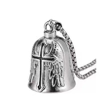 Load image into Gallery viewer, Fashion Cross Guardian Angel Wings Bell Motorcycle Bell Keychain Men's Biker Rider Exorcist Amulet Lucky Jewelry Accessory Gift