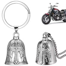 Load image into Gallery viewer, Fashion Cross Guardian Angel Wings Bell Motorcycle Bell Keychain Men's Biker Rider Exorcist Amulet Lucky Jewelry Accessory Gift