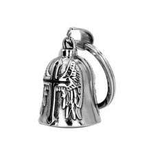 Load image into Gallery viewer, Fashion Cross Guardian Angel Wings Bell Motorcycle Bell Keychain Men's Biker Rider Exorcist Amulet Lucky Jewelry Accessory Gift
