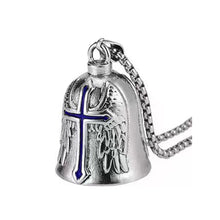 Load image into Gallery viewer, Fashion Cross Guardian Angel Wings Bell Motorcycle Bell Keychain Men's Biker Rider Exorcist Amulet Lucky Jewelry Accessory Gift