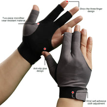 Load image into Gallery viewer, 1PC Professional Three-Finger Billiard Gloves For Left Hand Non-Slip Breathable Snooker Gloves Self-Adhesive Cloth Fixed