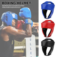 Load image into Gallery viewer, PU Leather Adult Kick Boxing Helmet Men Women Karate Head Guard MMA Kick boxing Fight Training Head Protection Full-face Head Gear