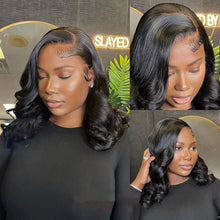 Load image into Gallery viewer, Lace Front Human Hair Wig Front Lace Curly Hair Long Curly Hair Black Curly Hair Full Wig Cover Body Wave Short Bob Wig