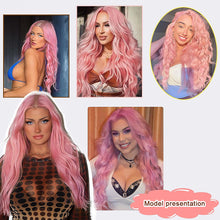 Load image into Gallery viewer, Long Body Wave Black Pink Cosplay Wigs Heat Resistant Synthetic Wigs Middle Part Natural Lolita Wigs For Women