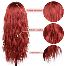Load image into Gallery viewer, Long Body Wave Black Pink Cosplay Wigs Heat Resistant Synthetic Wigs Middle Part Natural Lolita Wigs For Women