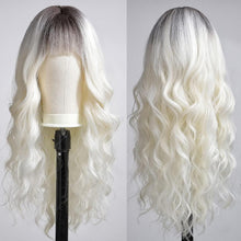 Load image into Gallery viewer, Wave Ombre Black White Cosplay Wigs Heat Resistant Synthetic Wigs Middle Part Natural Lolita Wigs for Women
