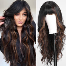 Load image into Gallery viewer, Wave Ombre Black White Cosplay Wigs Heat Resistant Synthetic Wigs Middle Part Natural Lolita Wigs for Women