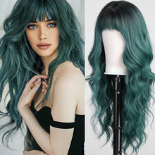 Load image into Gallery viewer, Wave Ombre Black White Cosplay Wigs Heat Resistant Synthetic Wigs Middle Part Natural Lolita Wigs for Women