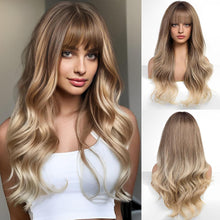 Load image into Gallery viewer, Wave Ombre Black White Cosplay Wigs Heat Resistant Synthetic Wigs Middle Part Natural Lolita Wigs for Women