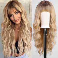 Load image into Gallery viewer, Wave Ombre Black White Cosplay Wigs Heat Resistant Synthetic Wigs Middle Part Natural Lolita Wigs for Women