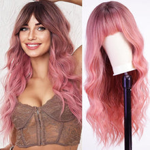 Load image into Gallery viewer, Wave Ombre Black White Cosplay Wigs Heat Resistant Synthetic Wigs Middle Part Natural Lolita Wigs for Women