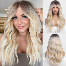 Load image into Gallery viewer, Wave Ombre Black White Cosplay Wigs Heat Resistant Synthetic Wigs Middle Part Natural Lolita Wigs for Women