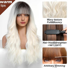 Load image into Gallery viewer, Wave Ombre Black White Cosplay Wigs Heat Resistant Synthetic Wigs Middle Part Natural Lolita Wigs for Women