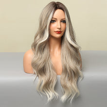 Load image into Gallery viewer, Fashionable Mid Wave Light and Thin Natural Mixed Color Light Gray Full Head Wig for Women