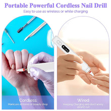 Load image into Gallery viewer, Portable Small Wireless Electric Nail Polisher Powerful Cordless Nail Drill Replaceable Nail Drill Bits Nail Art Performance